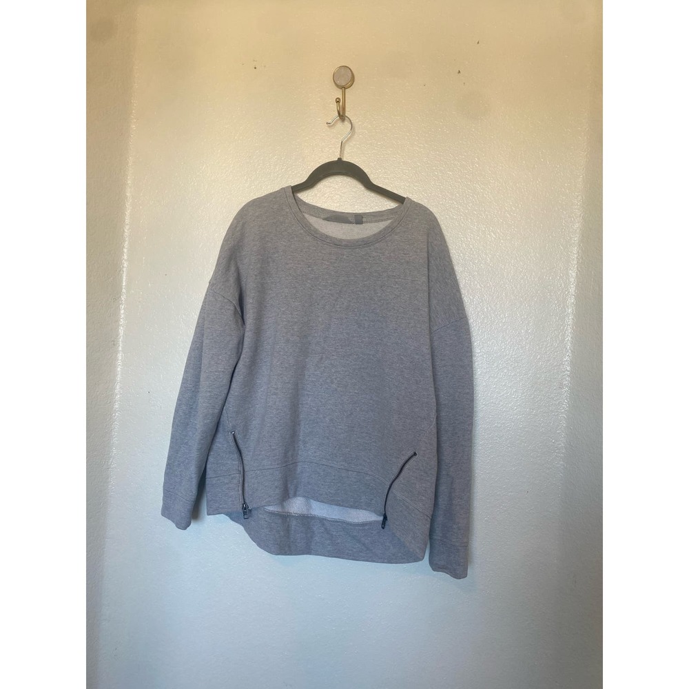 Athleta Sweatshirt Women’s Medium Grey Oversized Side Zipper Hem Pullover
